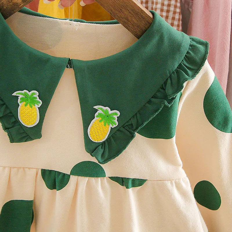 Осенняя одежда для маленьких девочек с длинными рукавами и рисунком ананаса