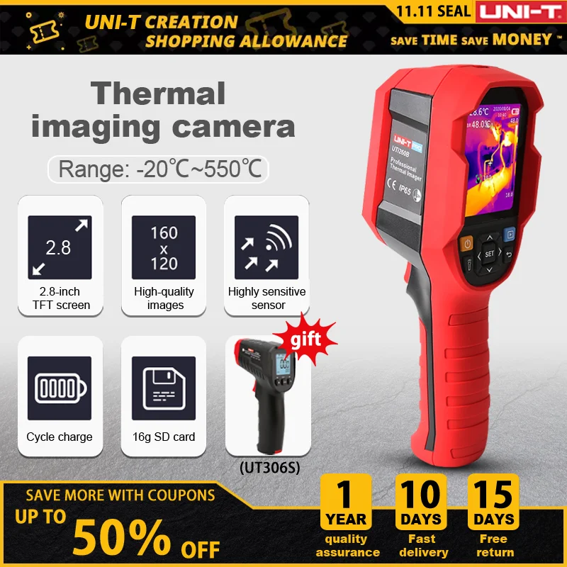 Инфракрасный Тепловизор с разрешением 256x192 (включая батарею) UNI-T UTi260B, ручной тепловизор, инфракрасный термометр - избранное