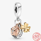 Подвеска в виде подковы, клевера и божьей коровки из стерлингового серебра S925, подвеска-Шарм, подходит для оригинального браслета Pandora, рождественский подарок