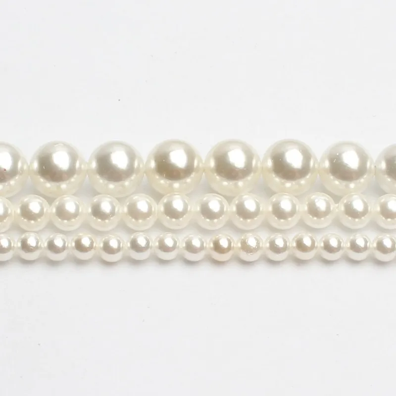 

2/3/4/6/8/10mm AA+ Natural White Shell Pearl with Rainbow Round Loose Beads For Diy Bracelet Accessories Jewellery Making 15''