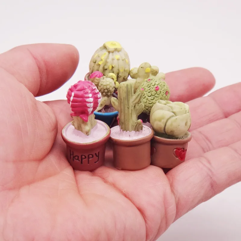 Figuras de Cactus en miniatura para casa de mu&ntilde;ecas, plantas verdes en miniatura, &aacute;rbol en maceta, decoraci&oacute;n de paisaje de jard&iacute;n, accesorios de simulaci&oacute;n DIY, juguetes, 1:12-5