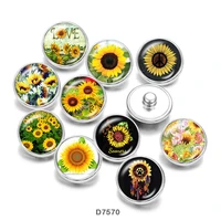 sunflower glass cabochons diy bracelet glass snap buttons cd7570