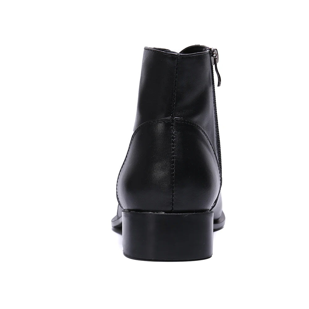 Приливные мужские ботинки модные кожаные с острым носком на высоком