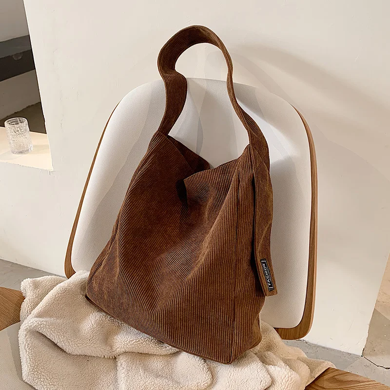 

Вместительные вельветовые сумки через плечо для женщин 2021, зимняя модная трендовая дорожная сумка, женские сумки