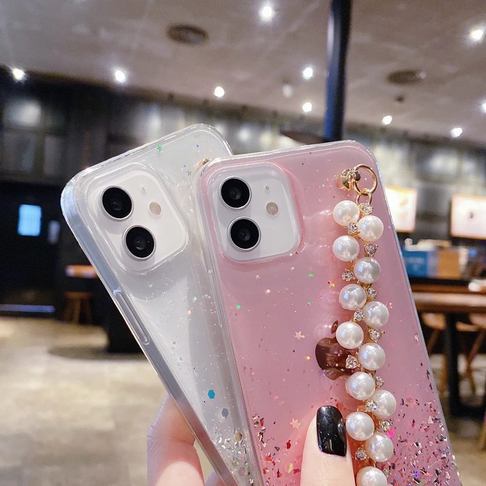 Luxury Jewelled Pearl Bracelet Phone Case For Samsung S21 FE S20 Plus S10 Lite S9 S8 S10E Note 20 Ultra 10 Pro 8 9 | Мобильные