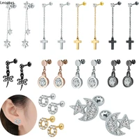 leosoxs 1 pcs creative earrings stainless steel non allergic cross earrings fashion piercing jewelry for men women gift