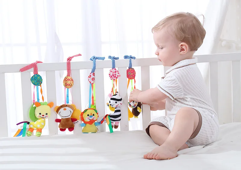 Soft Infant Crib Bed Stroller mobile Hanging Rattle Toys Baby Frog Elephant Owl Cat Toy Trolley 0-12 Newborn Plush Educational