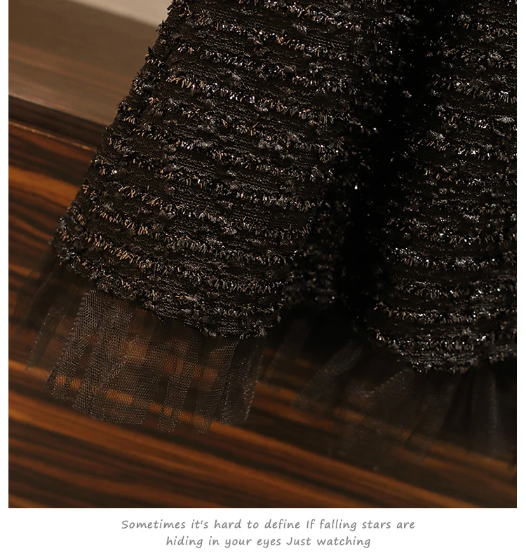 Женское твидовое платье HAMALIEL лоскутное Сетчатое однобортное с бантом и бусинами