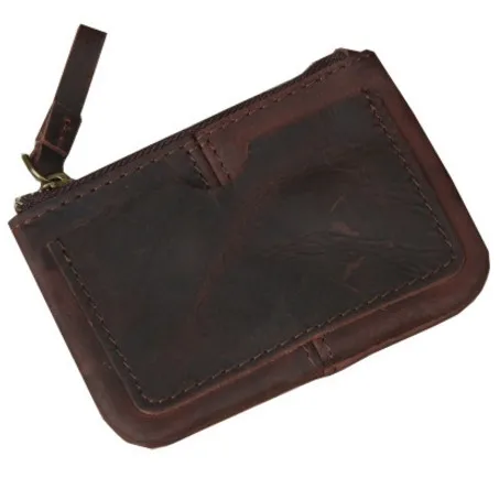 deep brown leather Kweco Vader женский кошелек из натуральной кожи, новинка, кожаный мужской кошелек Crazy Horse, мини кошелек для монет, кредитный держатель для карт - Цвет: deep brown leather