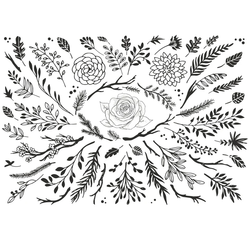 

ZhuoAng Leaves And Flowers Clear Stamp for Scrapbooking Rubber Stamp Seal Paper Craft Clear Stamps Card Making