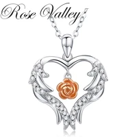 rose valley rose flower pendant necklace for women heart pendants fashion jewelry girls gifts rsn072