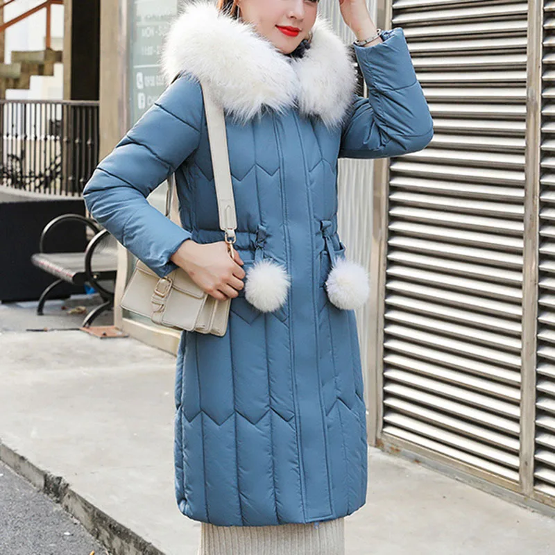 Зимние женские куртки хлопковые черные длинные пальто с капюшоном парки 2020 срез