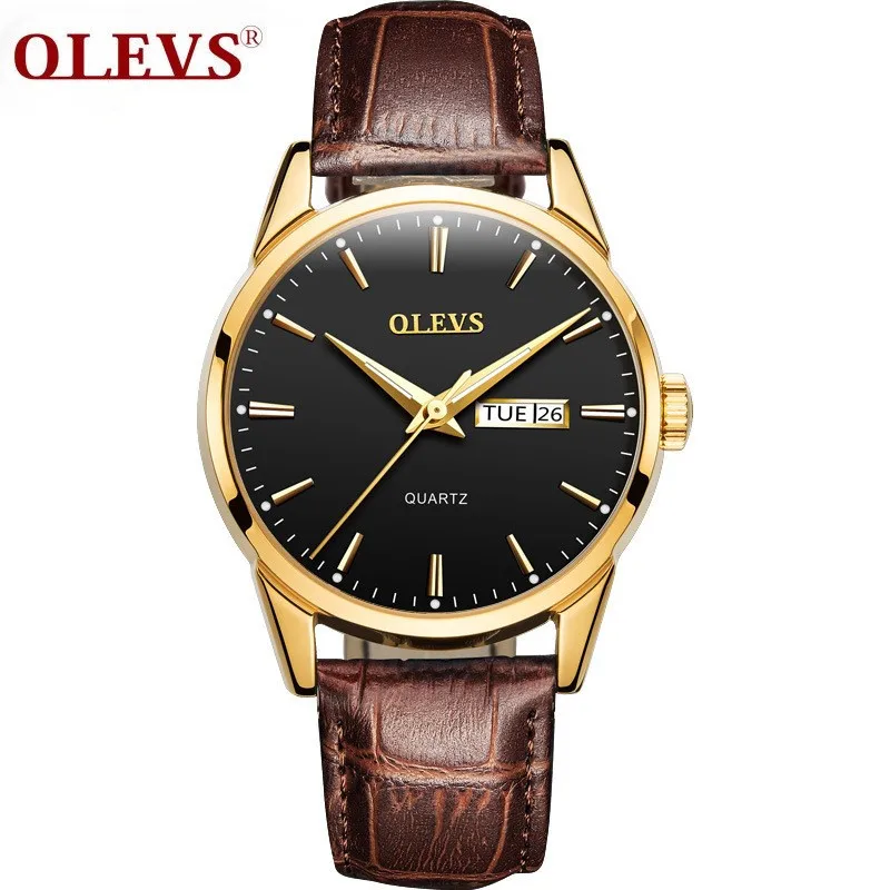 OLEVS роскошные часы для пар простые наручные с датой водонепроницаемые мужские и