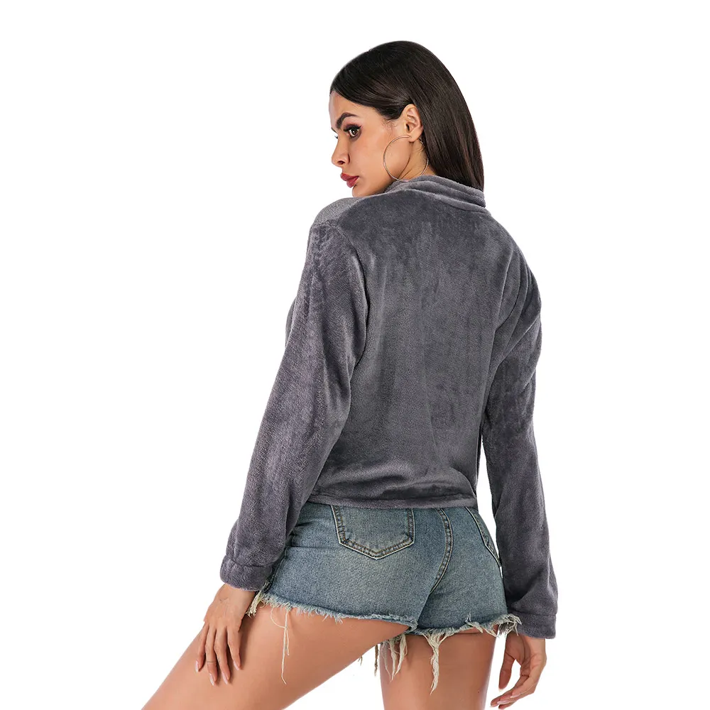 Зимний пуловер сексуальные свитшоты для женщин на молнии с кулиской