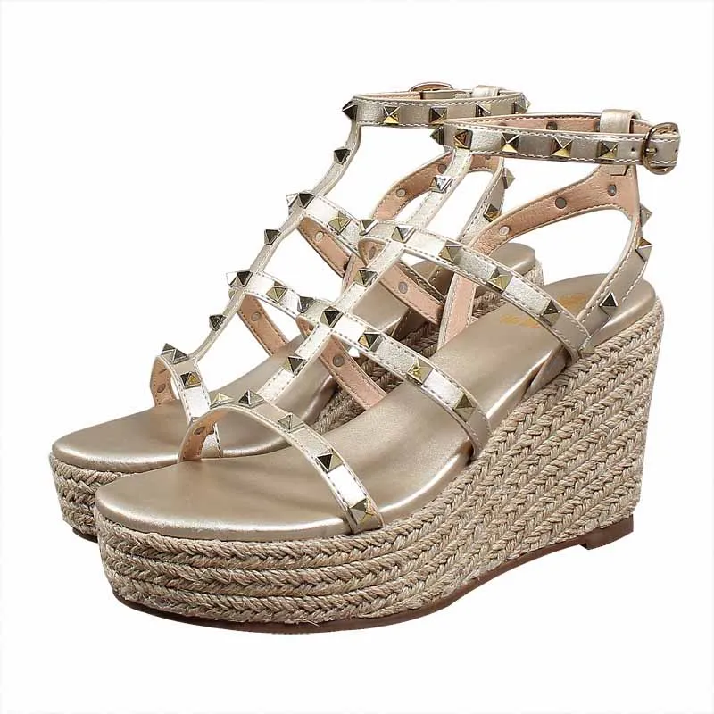 

Comfort Shoes for Women Beige Heeled Sandals Espadrilles Platform 2021 Summer Large Size Clogs Wedge Black High Studded High-hee