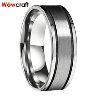8mm tungsten carbide rings for women men wedding band black brushed finish comfort fit