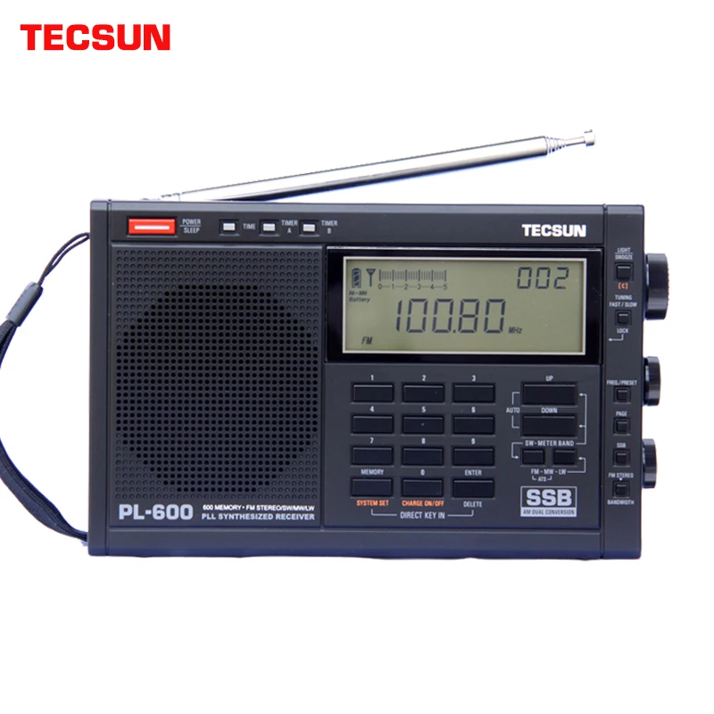 TECSUN черная PL 600 Цифровая настройка Full Band FM/MW/SBB/PLL синтезированная высокая