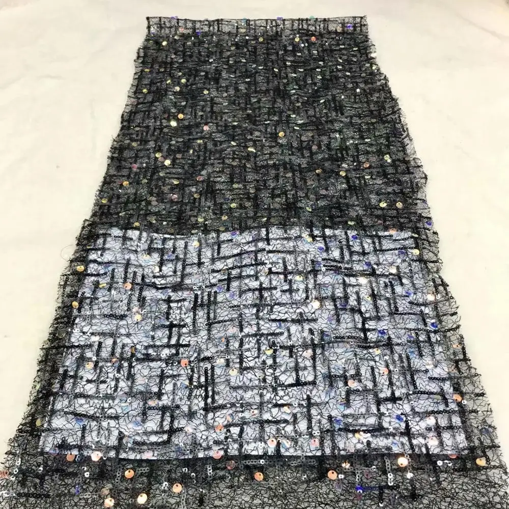 

New Coming Party Tulle Lace Fabric French Net Lace Material With Sequins For Lady Dress JNZ434(5Yards/Lot)