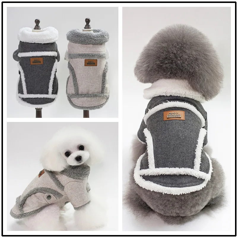 

New Warm Dog Clothes Teddy Cotton Coat Jacket Pet Clothes Two-Legged Colorblock Pet Down Coat Dog Costume одежда для собак