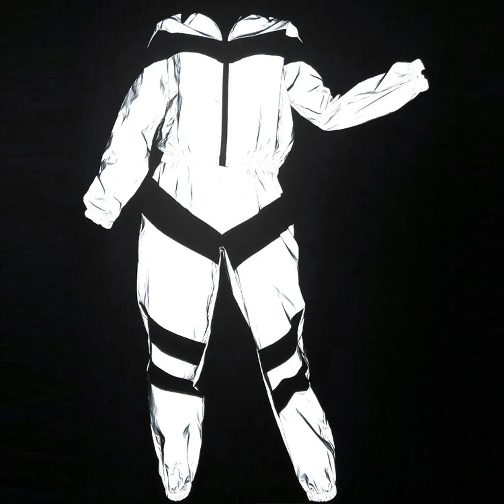 Светоотражающий спортивный костюм с длинным рукавом укороченный топ