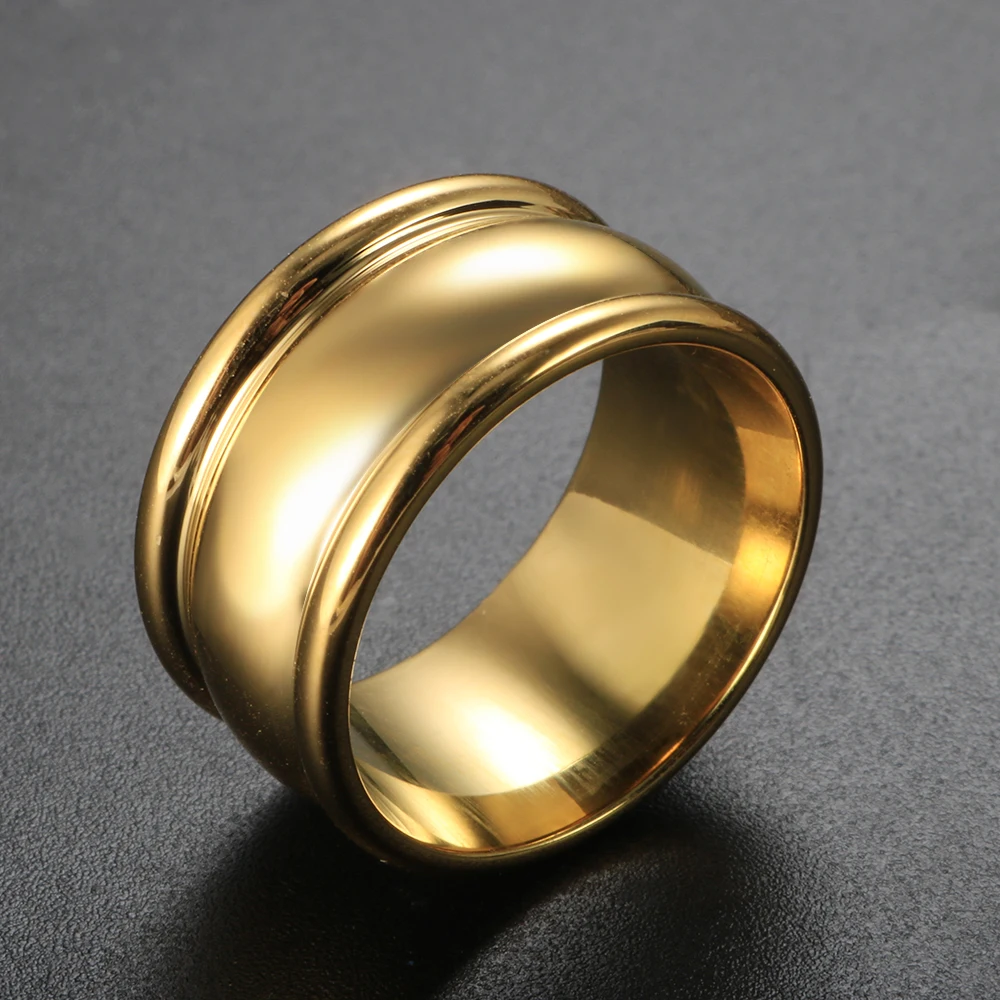 

ZMFashion Classic Streamline Smooth Vintage Ring Gold Plated Retro Multilayer Curved Metal Ring For Men Women Trendy Jewelry