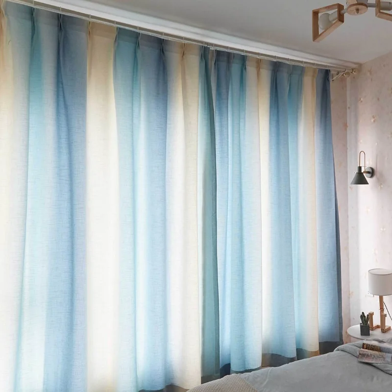 

Modern Curtains for Living Dining Room Bedroom Solid Color Gradient Curtain Half Shading Curtain Finished Product Customization