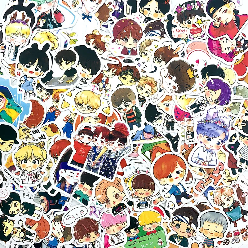 

120Pcs Cut Expression Sticks Cartoon Q Version Korean Combination Sticker For Refrigerator Scrapbooking Suitcase Pvc Graffiti