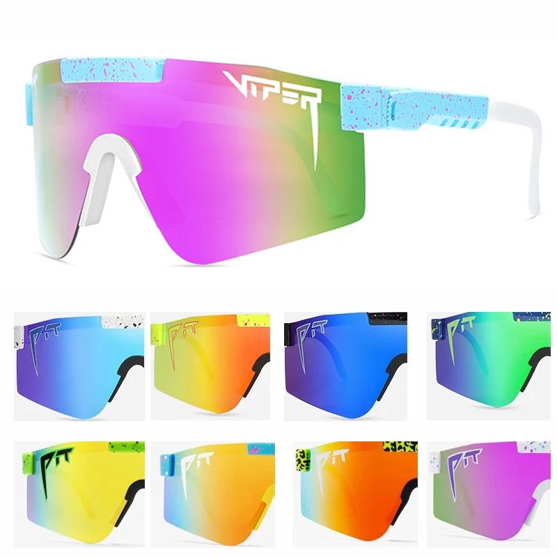 

Hot pit viper-gafas de sol planas tr90 para hombre y mujer, lentes de espejo Con montura negra, a prueba de viento, deportivas,