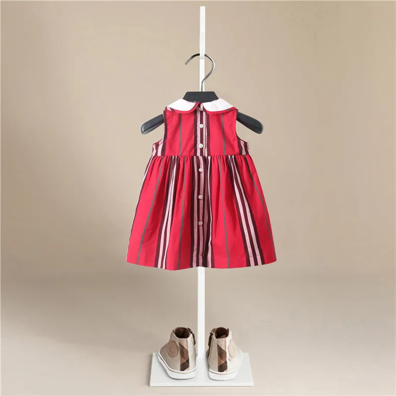 Summer Baby l Clothes Bebe Girls Dress Sets Kids Stripe Style Dresses Casual Sleeveless Lapel Tutu kids dresses for girls