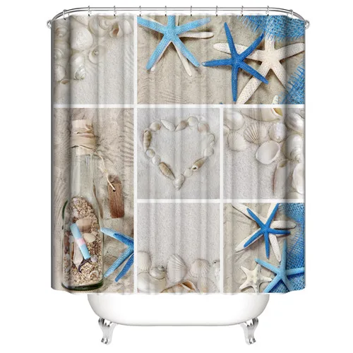 shower curtain 3D новая цифровая печать занавеска для душа Морская звезда водонепроницаемый полиэстер шторка для ванной украшения - Цвет: shower curtain