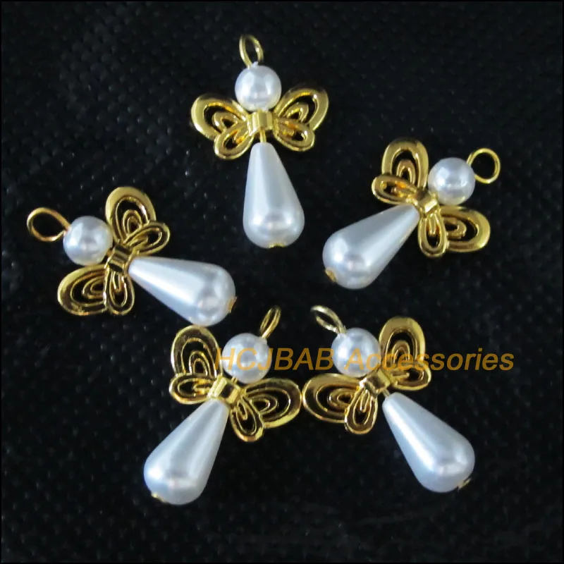 15 шт. цвета: золотистый Цвет Крылья белые бусины Танцы амулеты ангелы Подвески