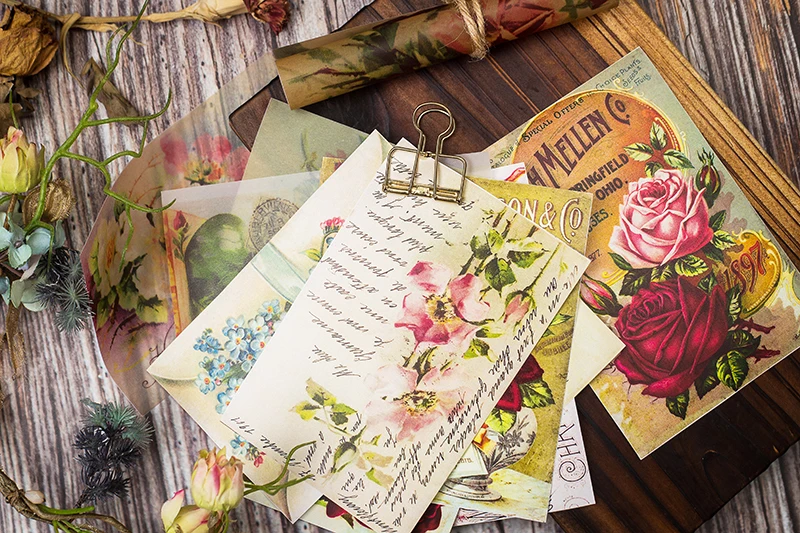 12 шт./пакет Винтаж цветы калька Бумага шаблон пакет для Скрапбукинг Happy planner изготовления открыток мусор журнал проекта