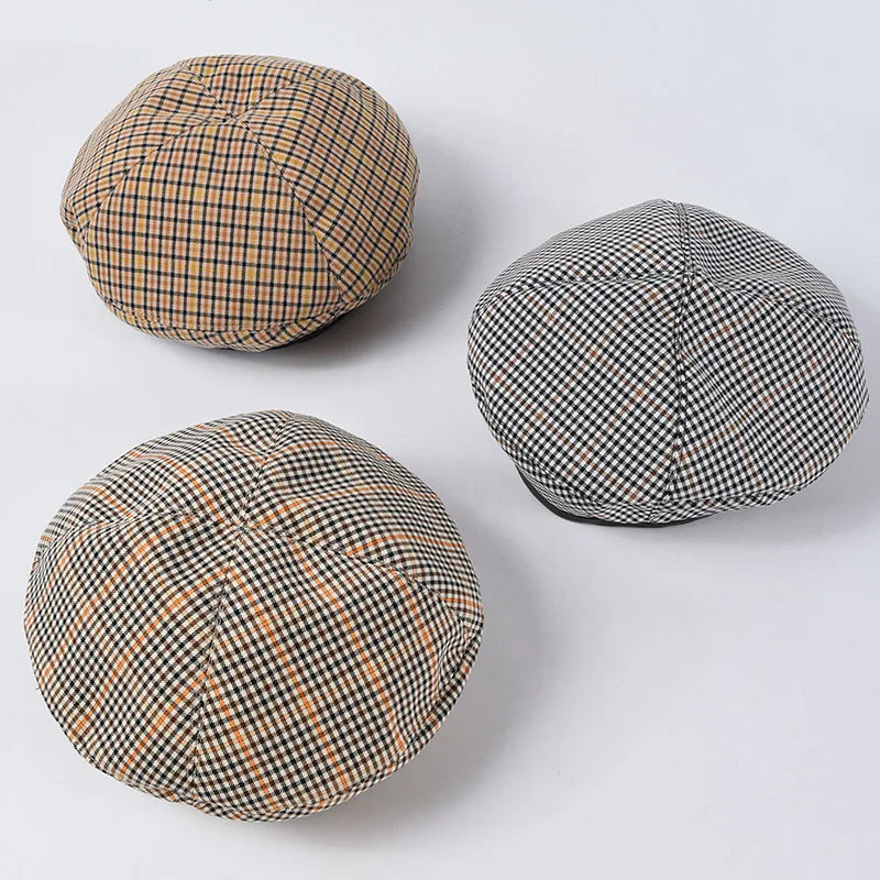 

USPOP berets women plaid beret female PU-edged cotton beret hats female spring hats