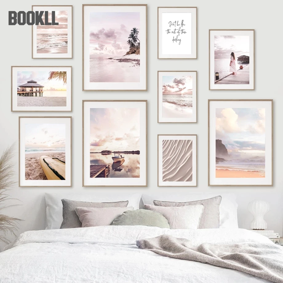

Sea View Woman Beach Palm Tree Boat Quote Wall Art Canvas Painting Nordic Posters And Prints Wall Pictures For Living Room Decor