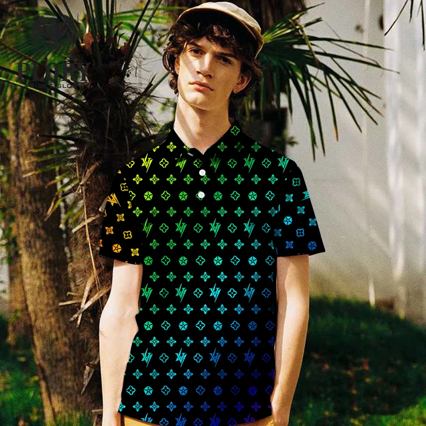 

Рубашка-поло Мужская Новая летняя брендовая с отложным воротником высококачественные Дизайнерские повседневные топы с коротким рукавом м...