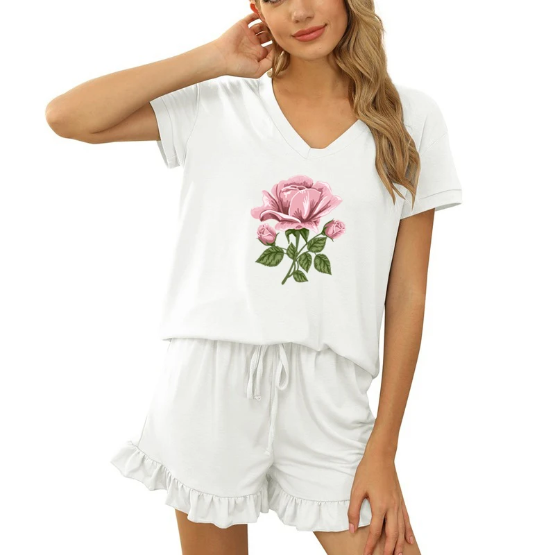 

Angry Goldfish Tracksuits Womens Two Peices Set Leisure Outfits Print T Shirts and Ruffle Short Pants Solid Outfits Tracksuit.