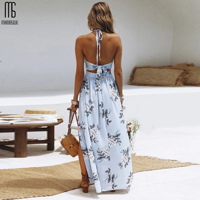 Женское пляжное платье макси Manoswe длинное с v-образным вырезом и цветочным