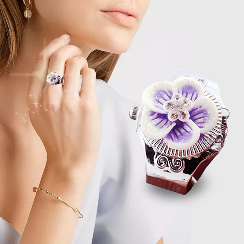 Кольцо часы цветок Обручальные кольца для женщин модные свадебные Круглый