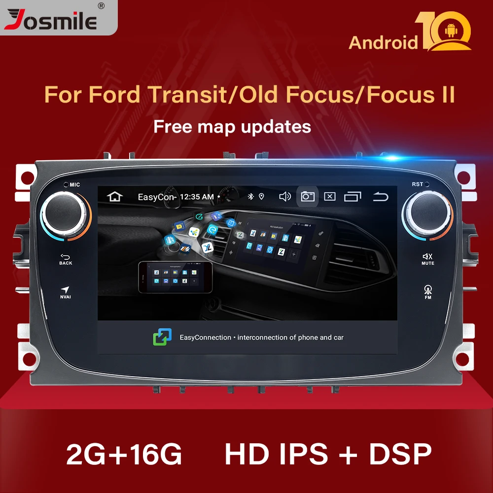 IPS DSP 2 Din Android 10.0 Car Radio For Ford Focus S-Max Mondeo MK4 Galaxy C-Max Stereo GPS Navigation Multimedia Head unit | Автомобили