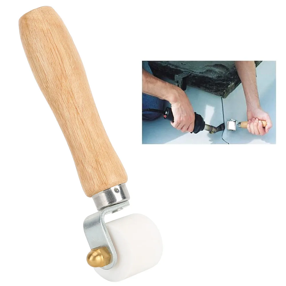 

28mm/1.1in PTFE Hand Pressure Roller 2‑Way Bearing Wooden Handle Heat‑Resistant Welding ToolPressure Roller