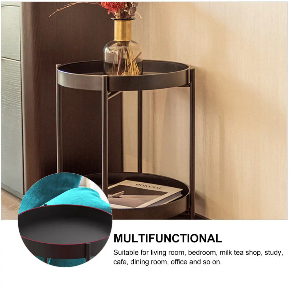 

1pc Dual-layer Coffee Table Iron Tea Table Indoor Side Table Double Layer Table