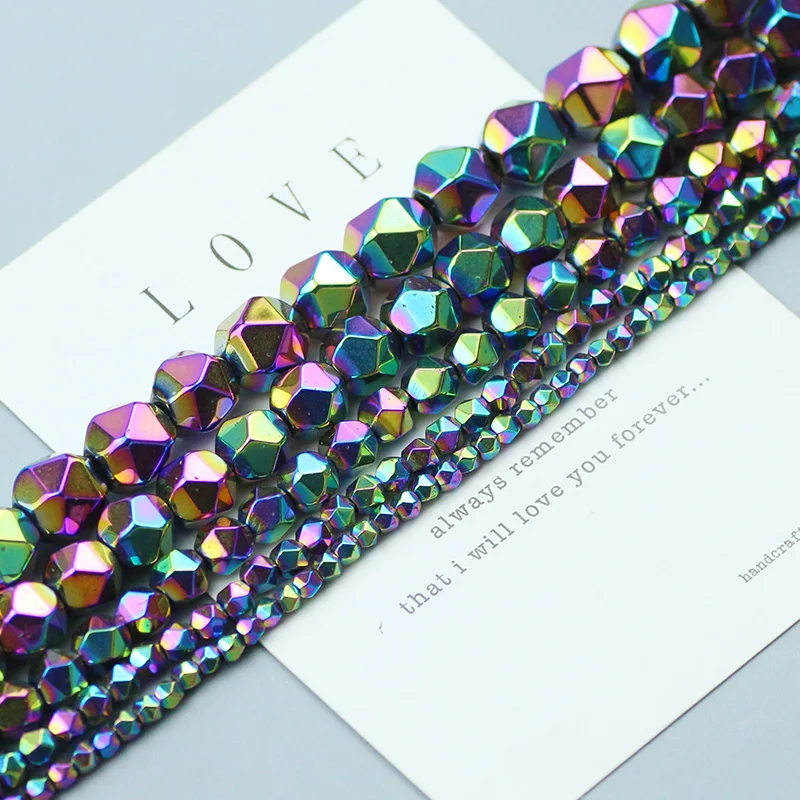 

Бусины Круглые граненые из многокрасочный гематит натурального камня, 3, 4, 6, 8, 10 мм, 15 дюймов