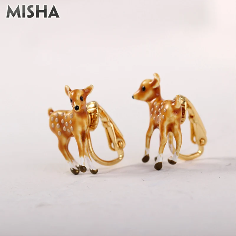Clip Earrings MISHA, милые Sika серьги-гвоздики для женщин, ручной работы, эмалированные Ювелирные серьги для женщин и девушек, вечерние, свадебные, подарки на день рождения - Окраска металла: Clip Earrings