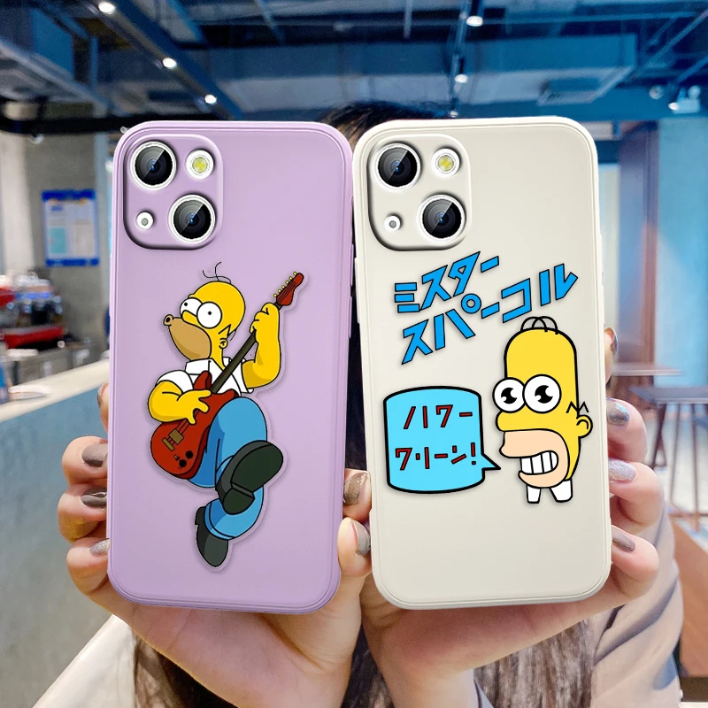 

The Cartoon Simpsons For Apple iPhone 13 12 Mini 11 Pro XS MAX XR X 8 7 6S SE Plus Liquid Silicone Soft Cover Phone Case