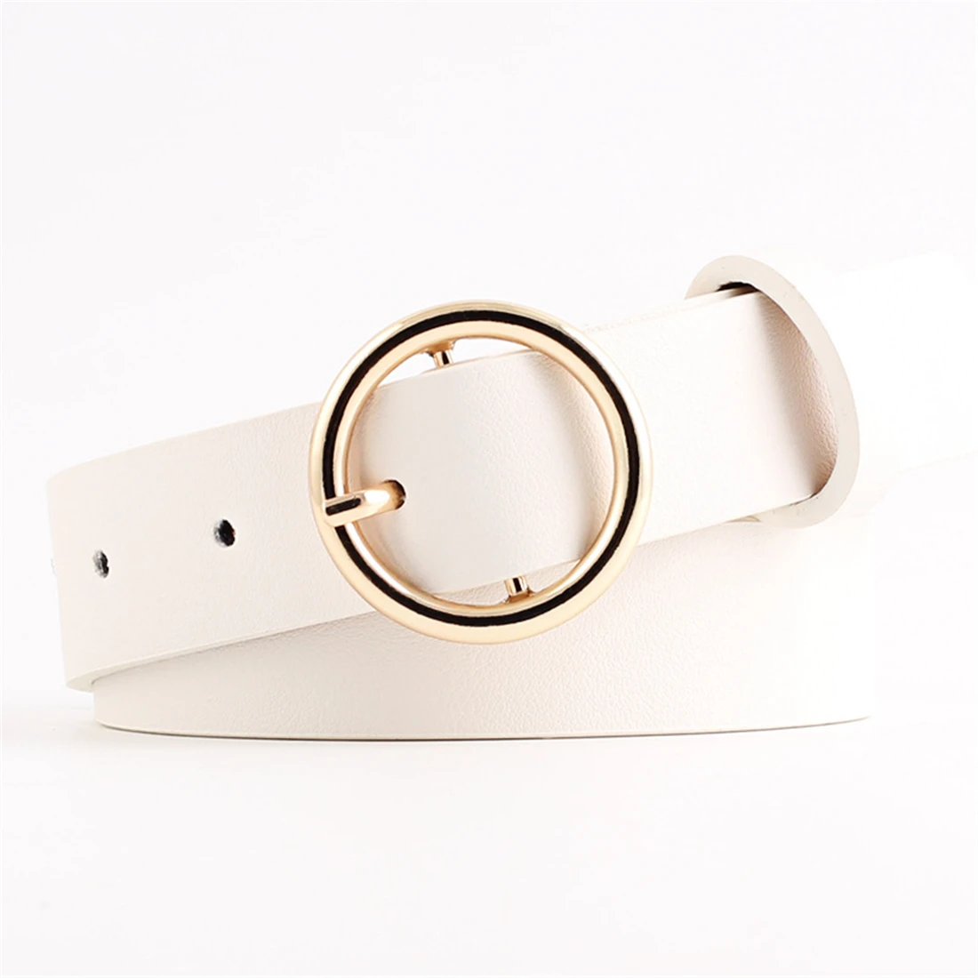 

Women Girl Solid Casual Belt Cummerbund Waist Belt Fashion PU Round Buckle Waistband For Jeans Pants Trousers Dress Accessories