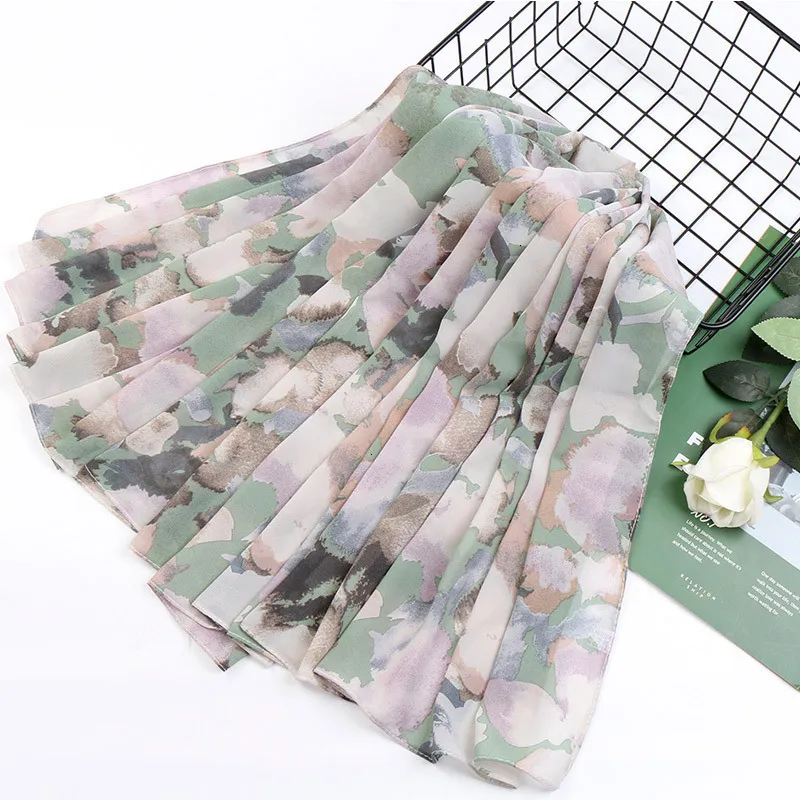 

Chiffon Wraps Flower Shawls 115cm Printe Chiffon Square Hijab Scarf Muslim Lightweight Headband Wraps Islamic Scarves