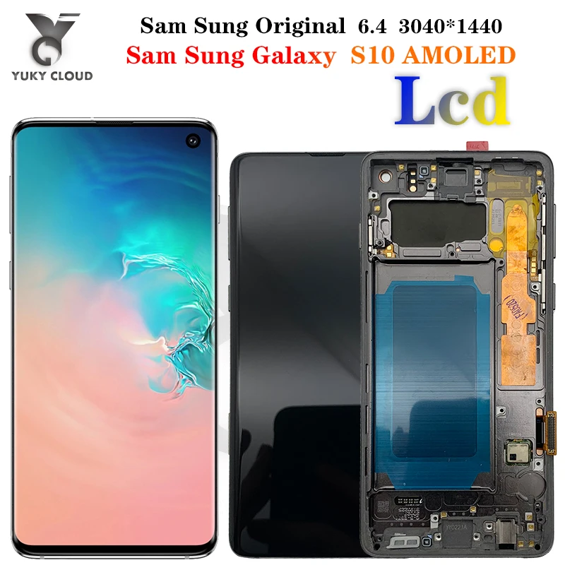 Оригинальный 6 4 'SUPER AMOLED ЖК дисплей для Samsung Galaxy S10 LCD G973F/DS G973U G973 SM сенсорный экран