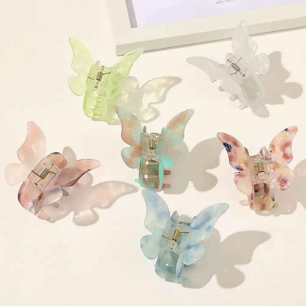 

2021 New Butterfly Shape Catch Clip Acetate Plate Hair Catch Chuck Hair Clip Out Of The Forest Hair Accessories Headgear Women