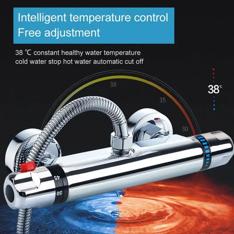 

Thermostatic Exposed Bar Shower Mixer Tap Supplies Bottom 1/2" Bathroom Outlet Modern N1L2