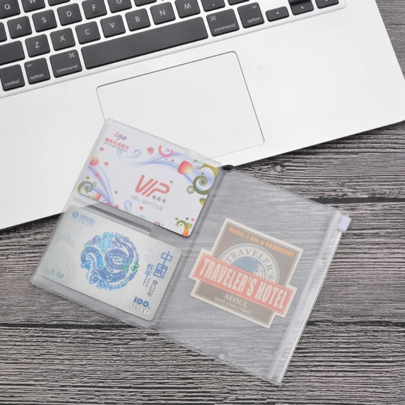 

Travel Notebook PVC Zipper Bag Card Passport Organizer Waterproof Storage Holder U4LD
